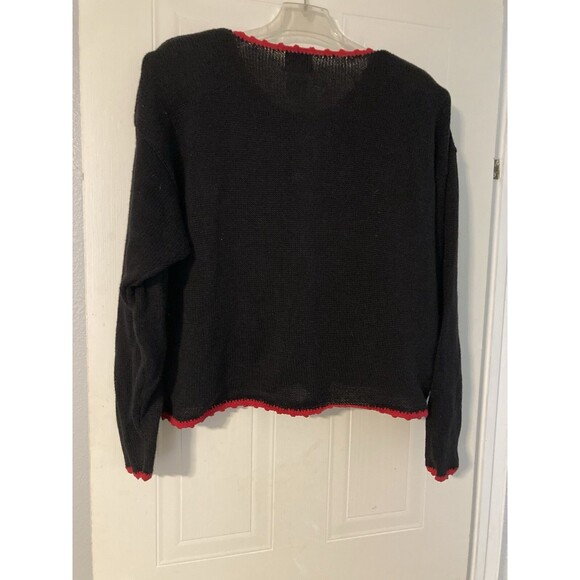 Embroidered Nutcracker Christmas Cardigan L Ugly Sweater Granny Black Vintage - Picture 2 of 9